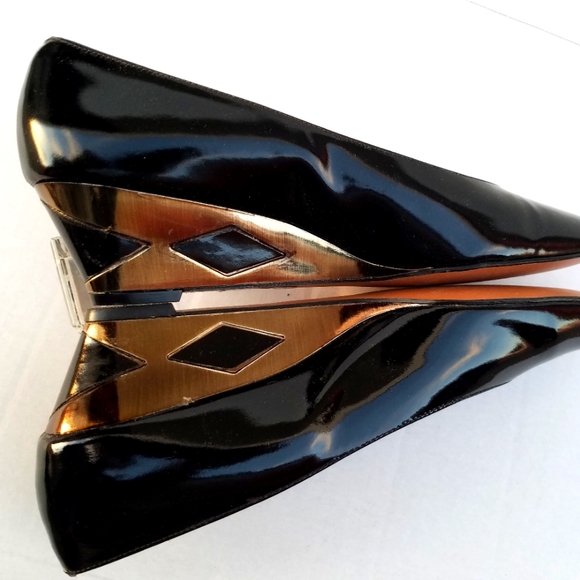 ..Magdesians Designer Metallic Wedge High Heels Shoes Trend Summer 2022 NWT - Picture 3 of 9